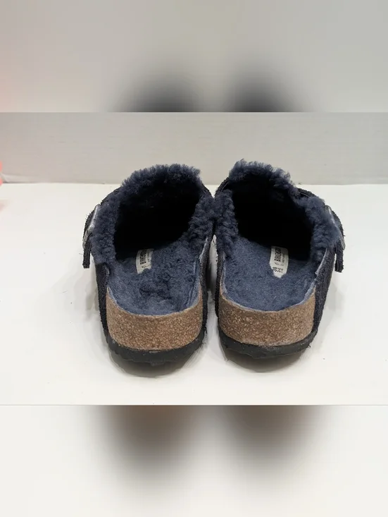 Birkenstock 38 Shearling Boston Clogs Navy Blue Suede Women's 7, Men's 5 - Picture 5 of 10